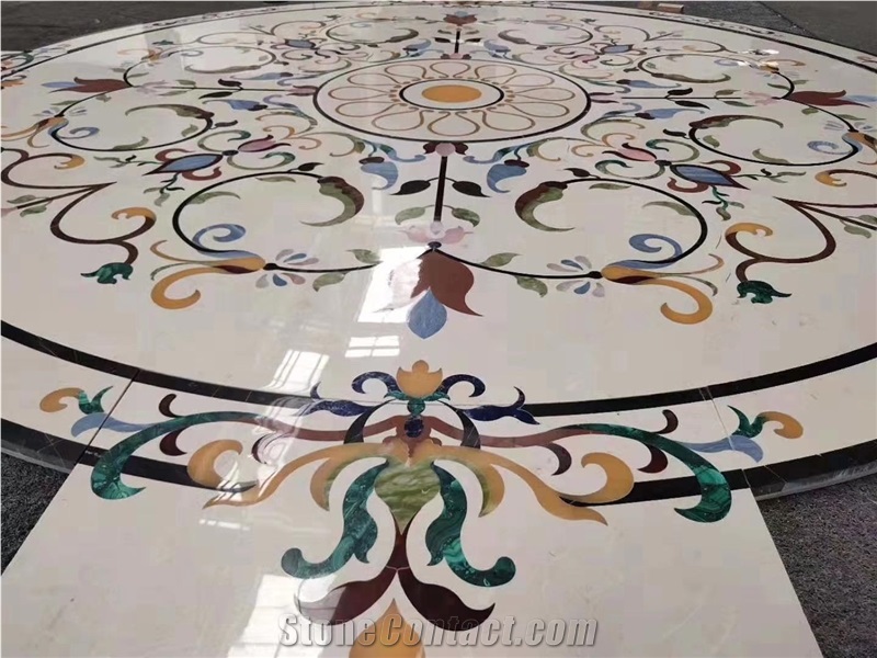 Stone Pattern Marble Waterjet Floor Medallion Tile