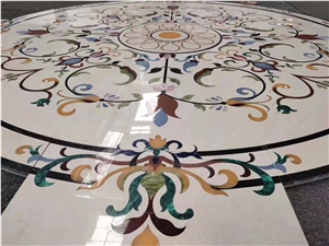 Stone Pattern Marble Waterjet Floor Medallion Tile