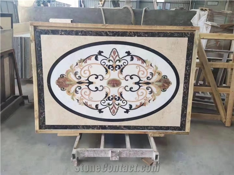 Stone Pattern Marble Waterjet Floor Medallion Tile