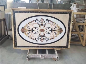 Stone Pattern Marble Waterjet Floor Medallion Tile