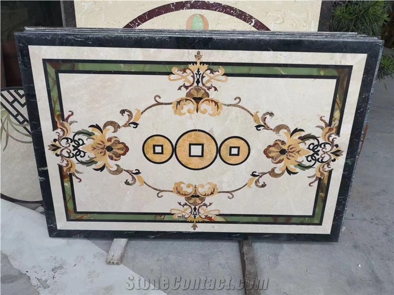 Stone Pattern Marble Waterjet Floor Medallion Tile