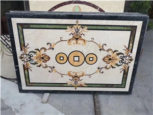 Stone Pattern Marble Waterjet Floor Medallion Tile