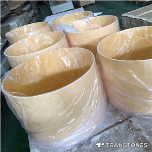 Translucent Honey Alabaster Reception Countertop