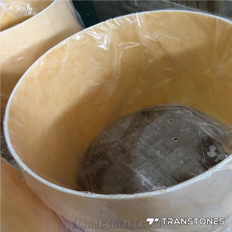Translucent Honey Alabaster Reception Countertop