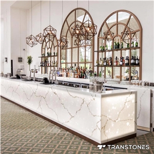 Translucent Veins Snow White Alabaster Bar Counter
