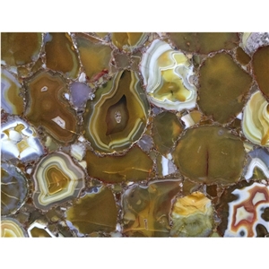 Translucent Yellow Agate Semiprecious Stone Slabs