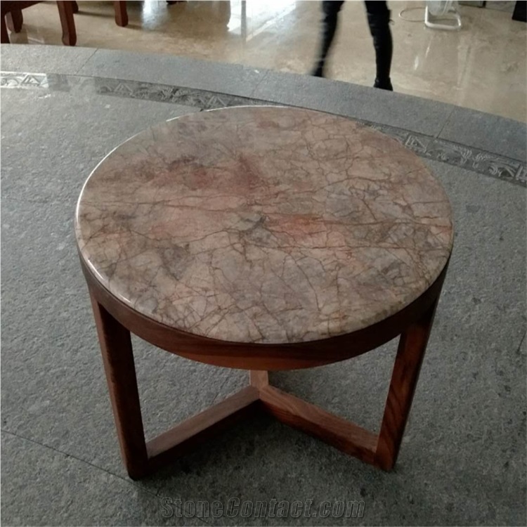Violet Gold Marble, Busy Veins Round Table Top