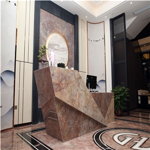 Violet Gold Marble Reception Table Top Design