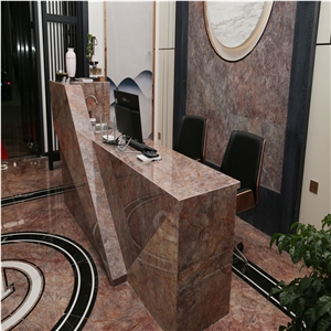 Violet Gold Marble Reception Table Top Design