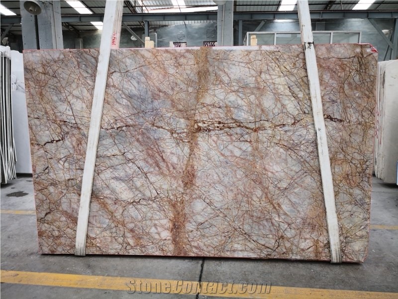 Violet Gold Marble Reception Table Top Design