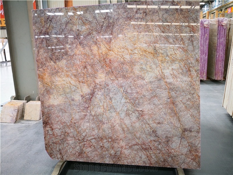 Violet Gold Marble Reception Table Top Design