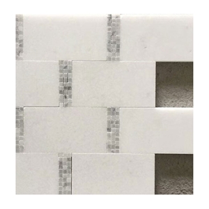 Wall Use Brick Shaped Crystal White Marble Mosaic