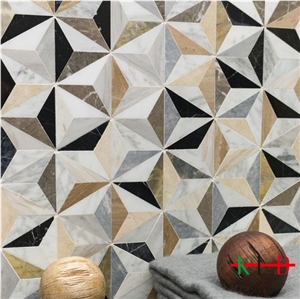 Water Jet Marble Inlay Mosaic Tiles Wall