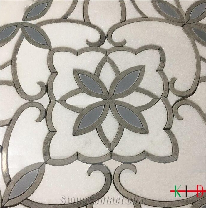 Water Jet Marble Inlay Mosaic Tiles Wall