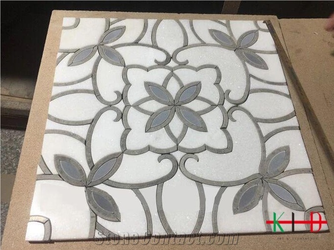 Water Jet Marble Inlay Mosaic Tiles Wall