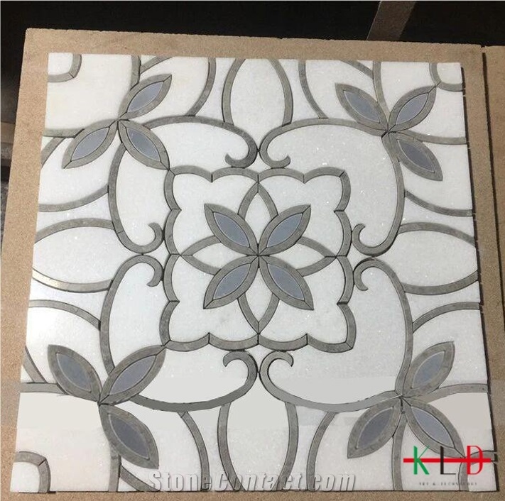 Water Jet Marble Inlay Mosaic Tiles Wall