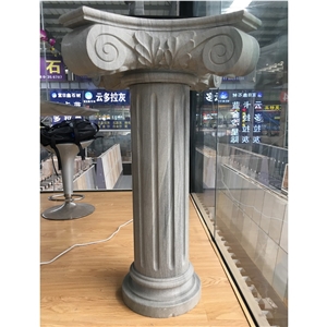 Western Style Gem Grey Marble Carved Column Western Style Gem Grey Marble Carved Column