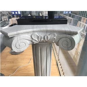 Western Style Gem Grey Marble Carved Column