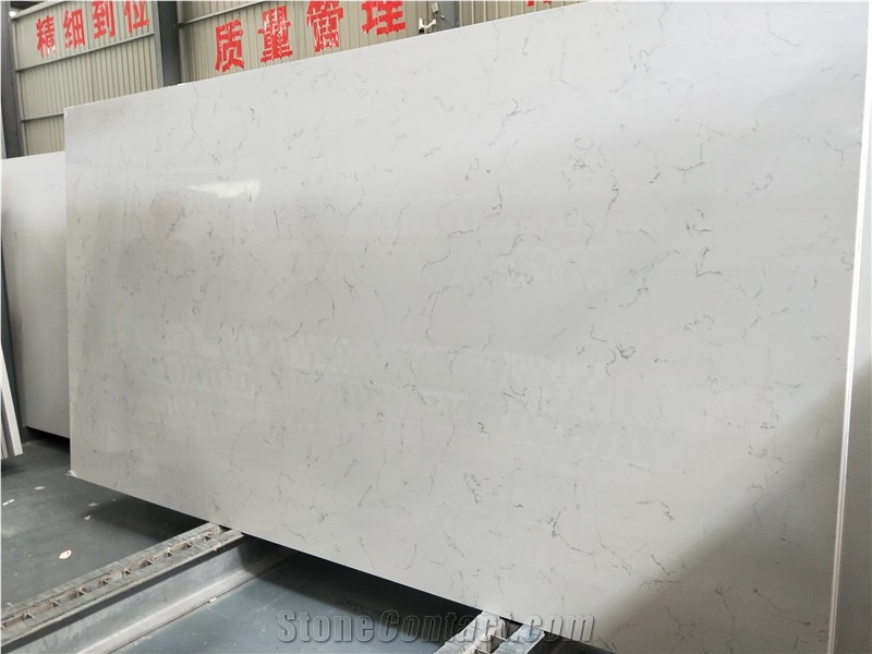 White Middle Carrara Quartz Stone Big Slab