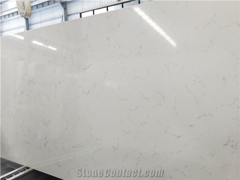 White Middle Carrara Quartz Stone Big Slab