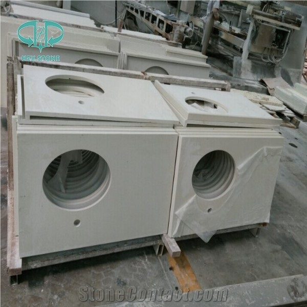 White Quartz Stone Countertop, Engineered Stone Island Tops