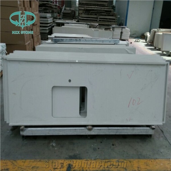 White Quartz Stone Countertop, Engineered Stone Island Tops