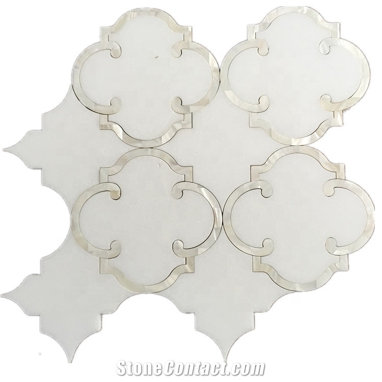 White Stone Pearl Sheel Lantern-Type Mosaic Tiles