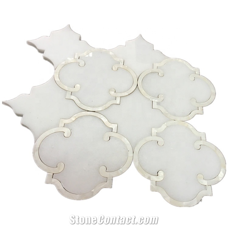 White Stone Pearl Sheel Lantern-Type Mosaic Tiles