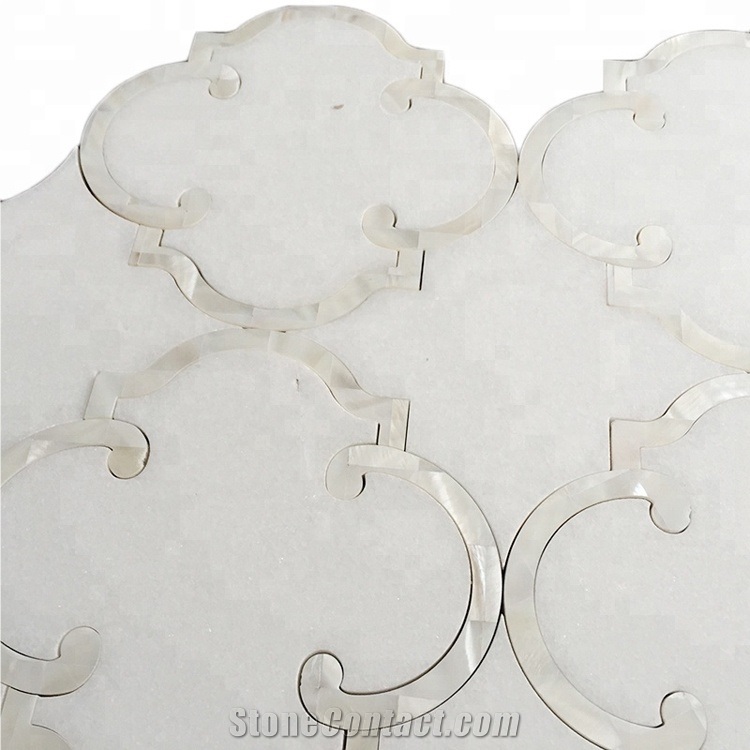 White Stone Pearl Sheel Lantern-Type Mosaic Tiles