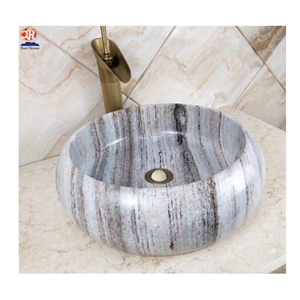 White Straight Veins Marble Face Wash Basins