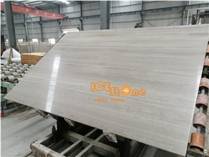 White Wood Grain Veins Wooden Marble Slabs & Tiles