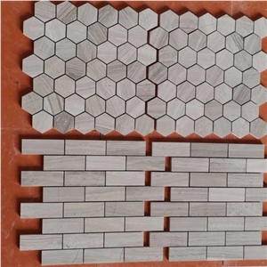 White Wooden Marble Stone Mosaic Floor Tiles White Wooden Marble Stone Mosaic Floor Tiles