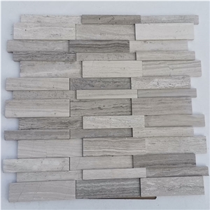 White Wooden Marble Stone Mosaic Floor Tiles