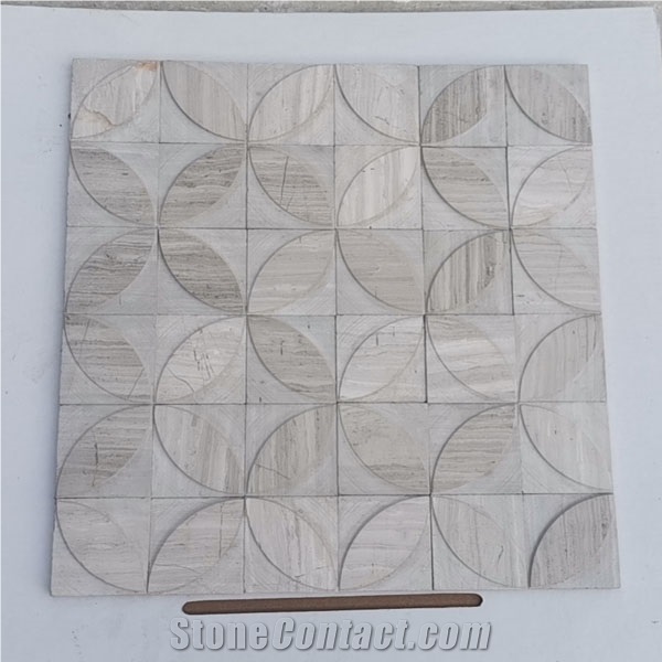 White Wooden Marble Stone Mosaic Floor Tiles