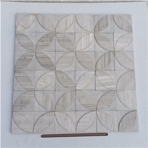 White Wooden Marble Stone Mosaic Floor Tiles