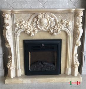 Yellow Onyx Fireplace Insert, Sculptured