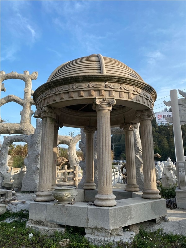Yellow Stone Pavilion Temple Outdoor Beige Gazebo