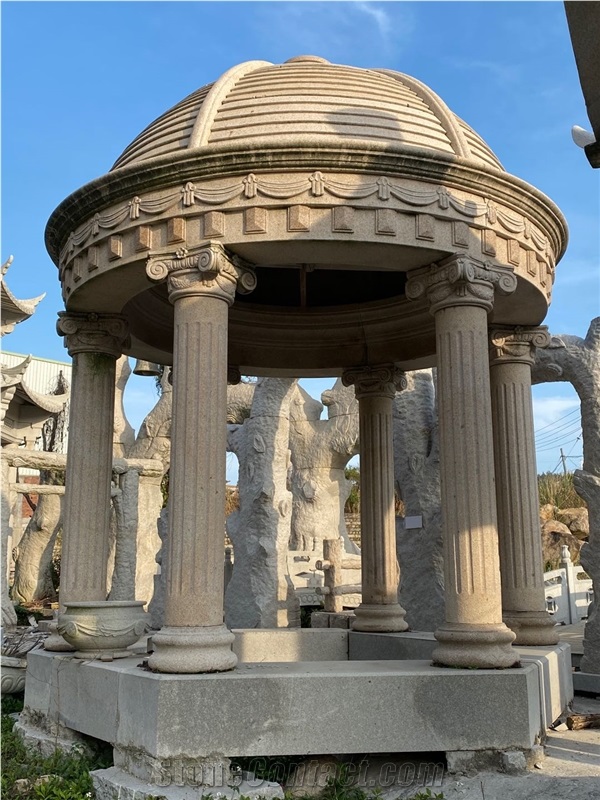 Yellow Stone Pavilion Temple Outdoor Beige Gazebo