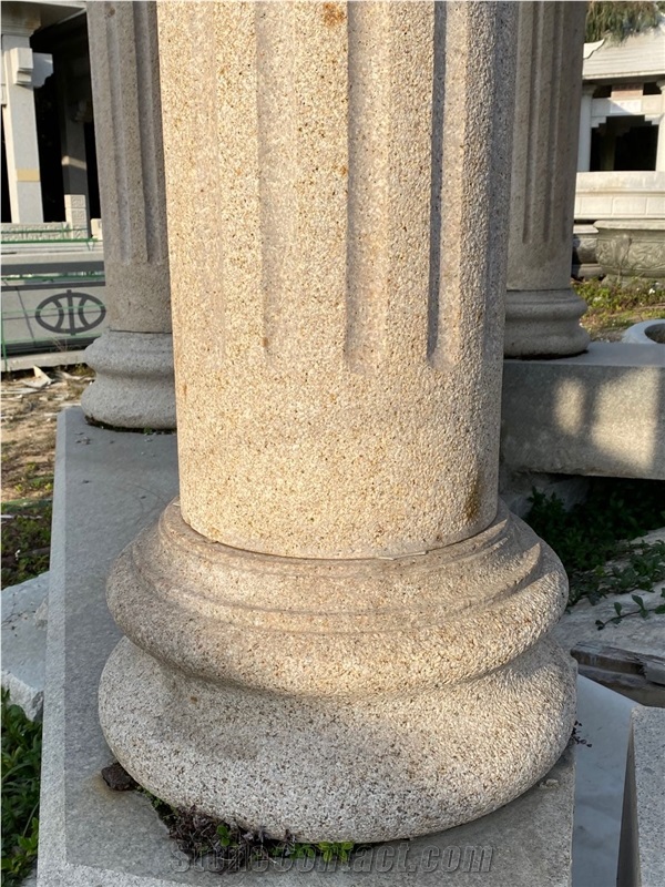 Yellow Stone Pavilion Temple Outdoor Beige Gazebo