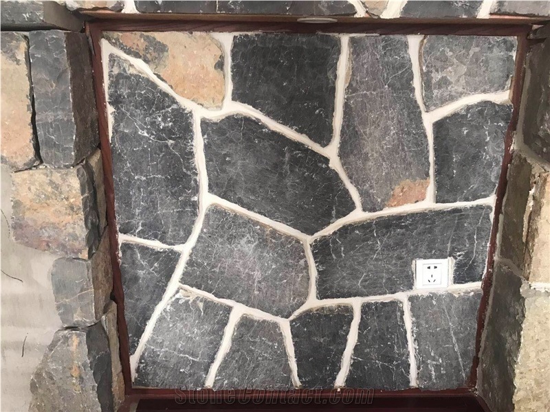 Yixian Black Cultured Stone Slate Corner Tile