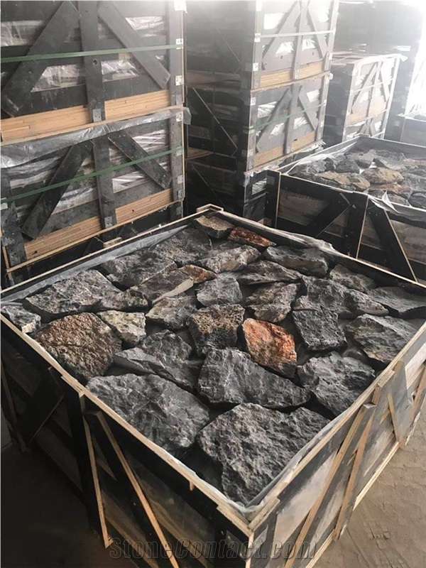 Yixian Black Cultured Stone Slate Corner Tile