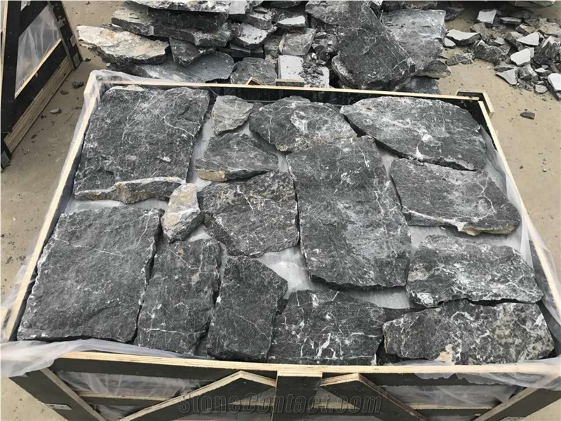 Yixian Black Cultured Stone Slate Corner Tile