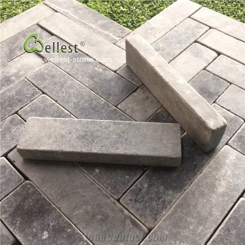 Blue Limestone Tumbled Driveway Cube Stone