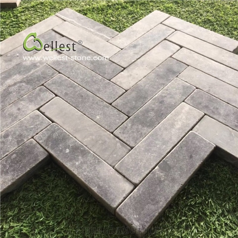 Blue Limestone Tumbled Driveway Cube Stone