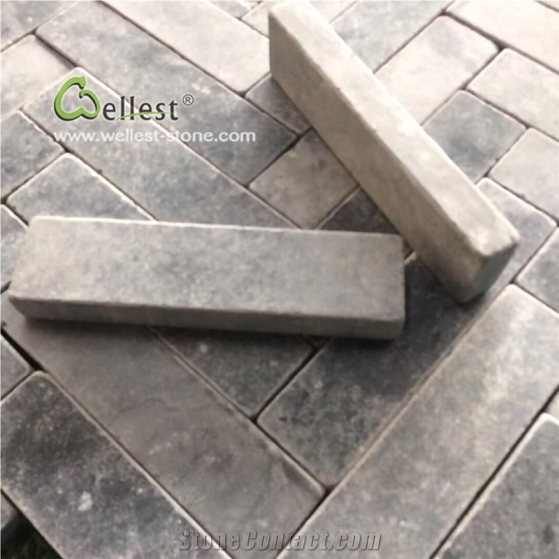 Blue Limestone Tumbled Driveway Cube Stone