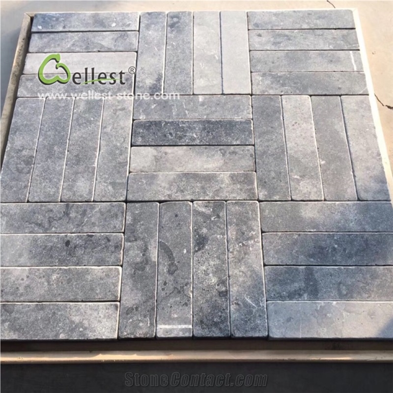 Blue Limestone Tumbled Driveway Cube Stone