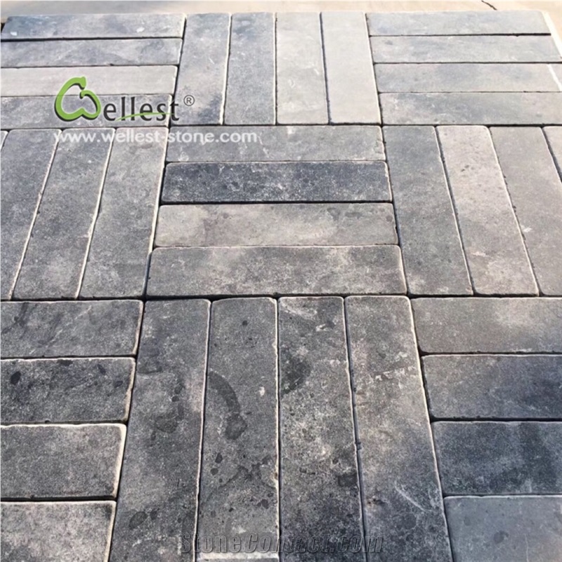 Blue Limestone Tumbled Driveway Cube Stone