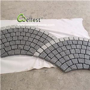 Meshed Color Granite Driveway Cobble Stone Paving