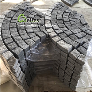 Meshed Color Granite Driveway Cobble Stone Paving