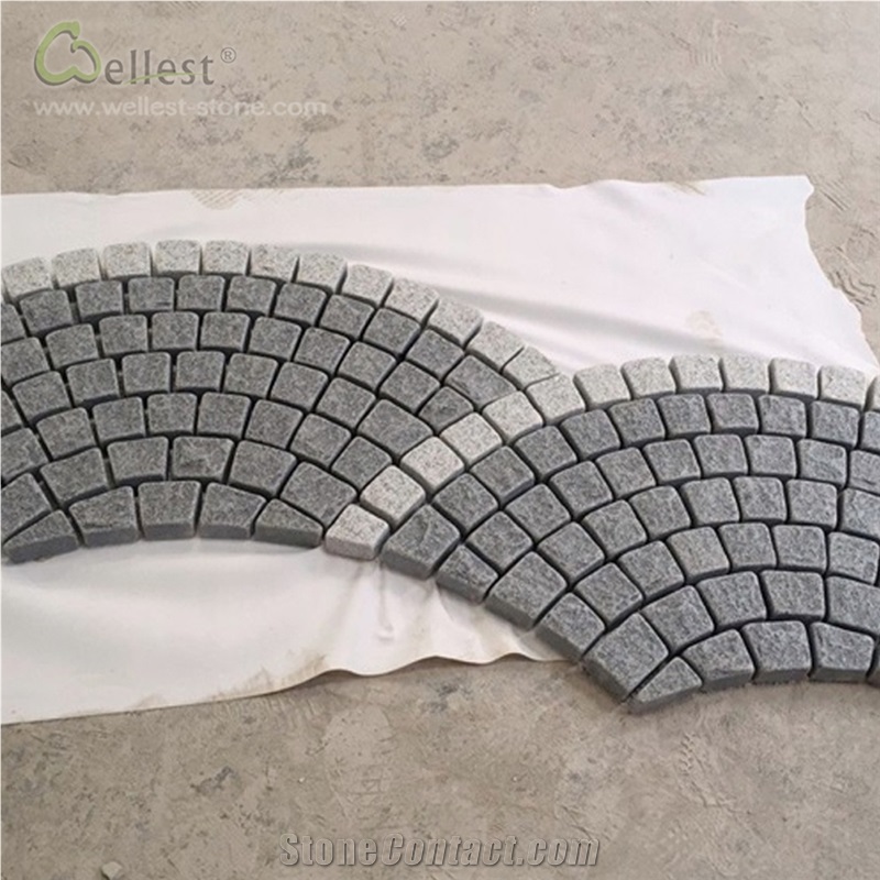 Meshed Color Granite Driveway Cobble Stone Paving